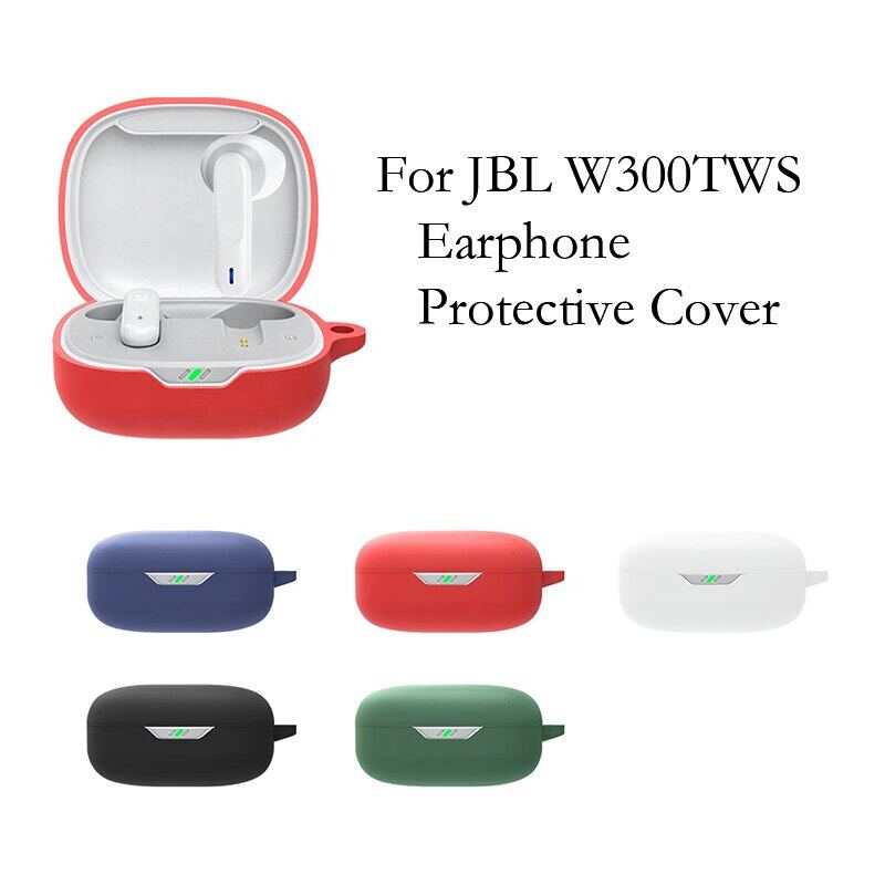 For JBL W300TWS Case Wireless Earphone Protective Cover Silicone Bluetooth Earbuds Shell Anti-drop Charging Soft Box With Hook