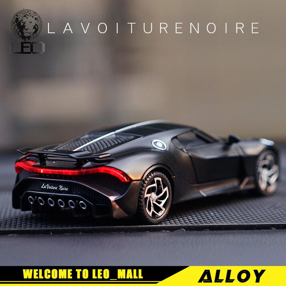 LEO 1:32 Bugatti la voiture noiro Diecast Metal Car Model Toy Cars For Boy Children Toys Hobbies Vehicle Kids Gift