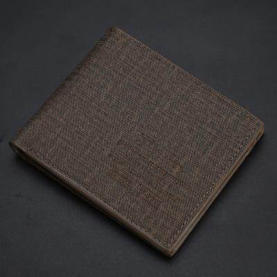 Men Fashion Short Denim Canvas Pattern Slim Wallet