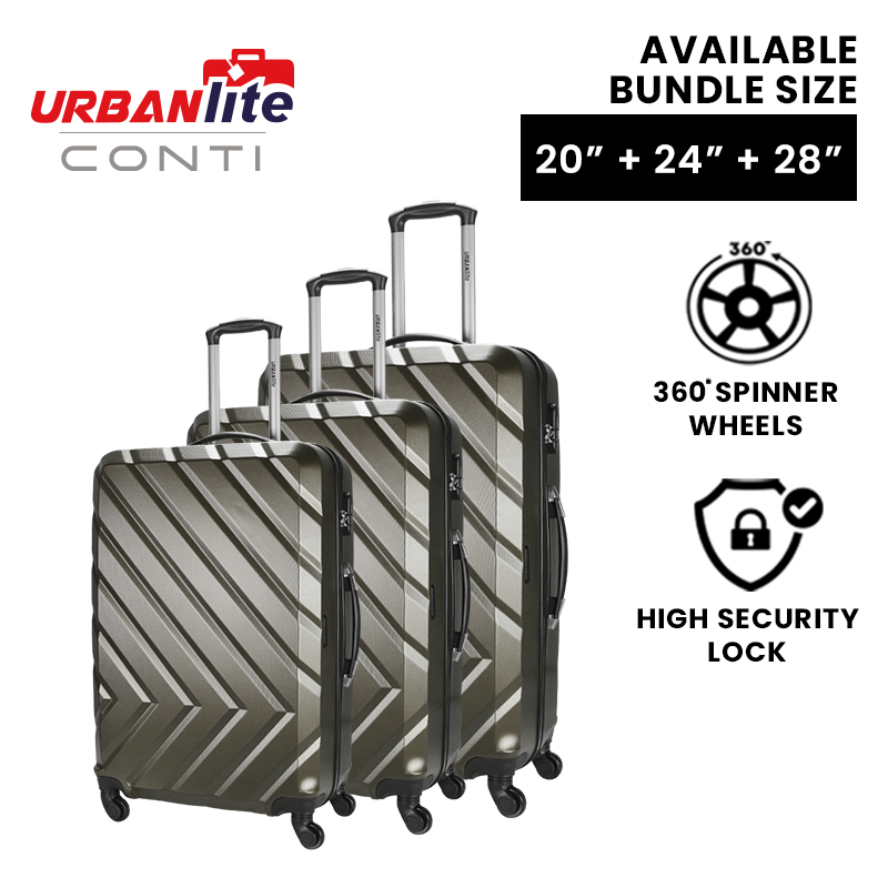 [SG Ready Stock] URBANlite CONTI 3 In1 Bundle Set ABS Hard Case with 360° Spinner Wheel Luggage ULH8919 3 Working Days For Delivery By Universal Traveller