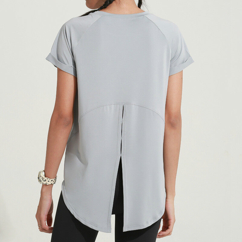 Jaga Ball Sport Shirt Fitness Seamless Tie Back Crop Top Yoga Tank Workout Tops Dry Fit Women Gym Running Sports T shirt Activewear Shirts