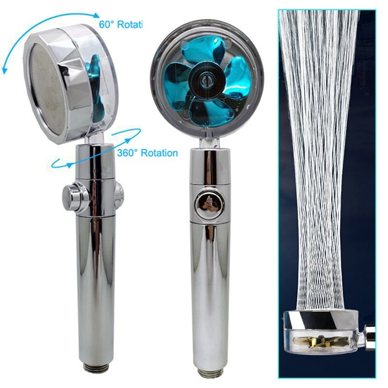 2021 Shower Head Water Saving Flow 360 Degrees Rotating With Small Fan ABS Rain High Pressure Spray Nozzle Bathroom Accessories