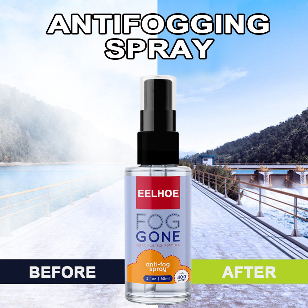 【HOMOO】 60Ml Anti fog spray, spectacle lens cleaner, waterproof, rain proof and antifogging agent used for long acting fog eliminator for glasses, goggles, ski masks, mirrors and windows 【READY STOCK】