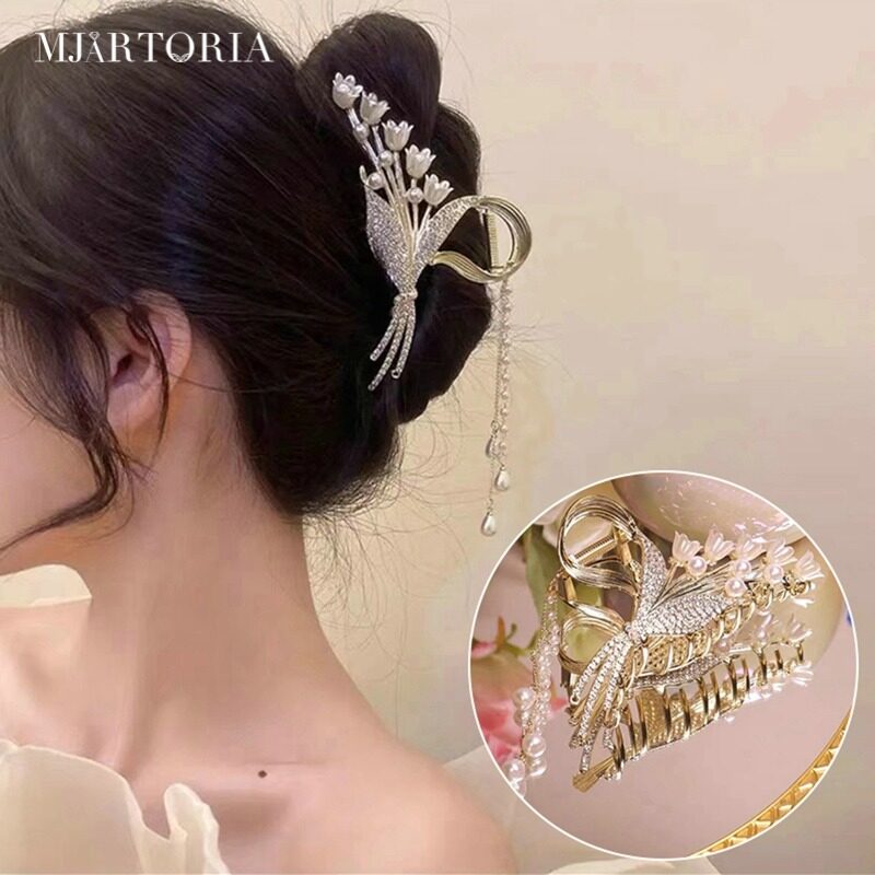 MJartoria Super Fairy Elegant Pearl Large Hair Claw Hairpin Clips Hair Styling Tools Women Girls Hair Accessories Gift