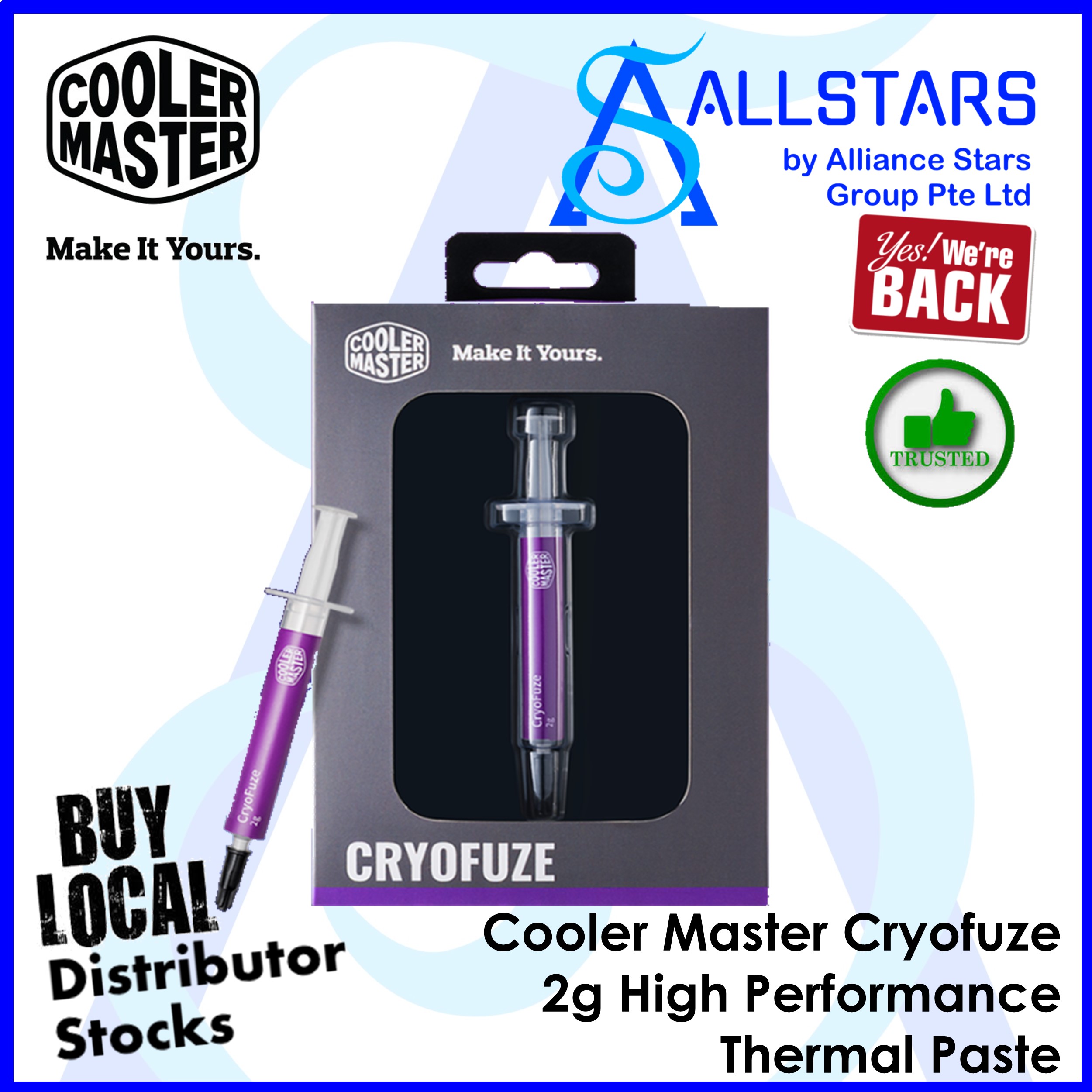 (ALLSTARS : We are Back) CM / Cooler Master Cryofuze 2g High Performance Thermal Paste (Thermal Conductivity 14 W/m-K) / come with scraper & grease cleaner (inside) (MGZ-NDSG-N07M-R2) (No Warranty for