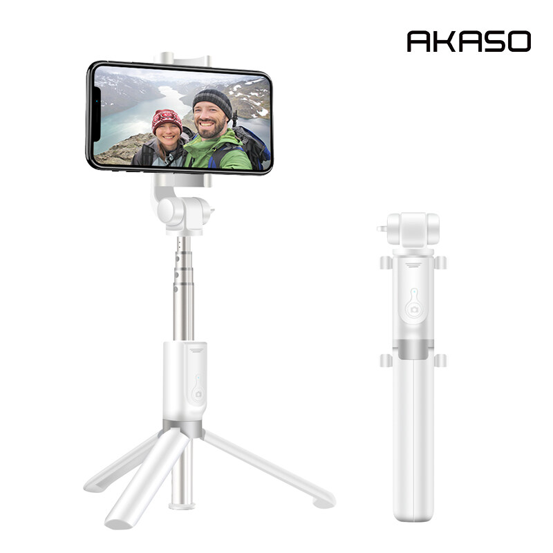 AKASO Selfie Stick Tripod 360°Degree Rotation Bluetooth Remote Control for Phone with 1/4 Mounting Screw for Action Camera