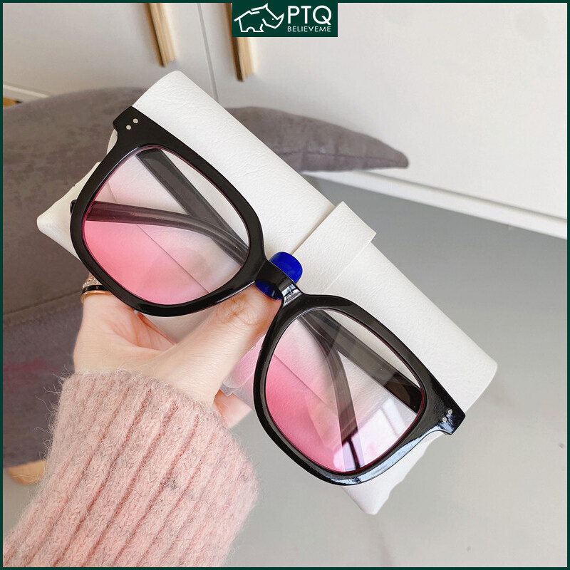 Blush Glasses Fashion Women's Sunglasses Gradient Pink Ins Same Style Black Transparent Frame Trend Eyeglasses PTQ