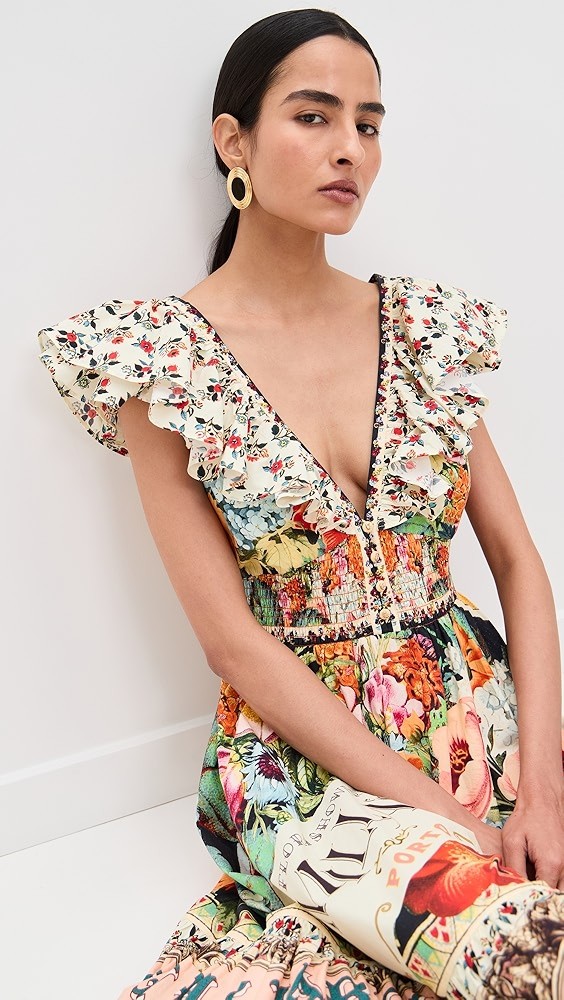 Tiered Dress with Neck Frill